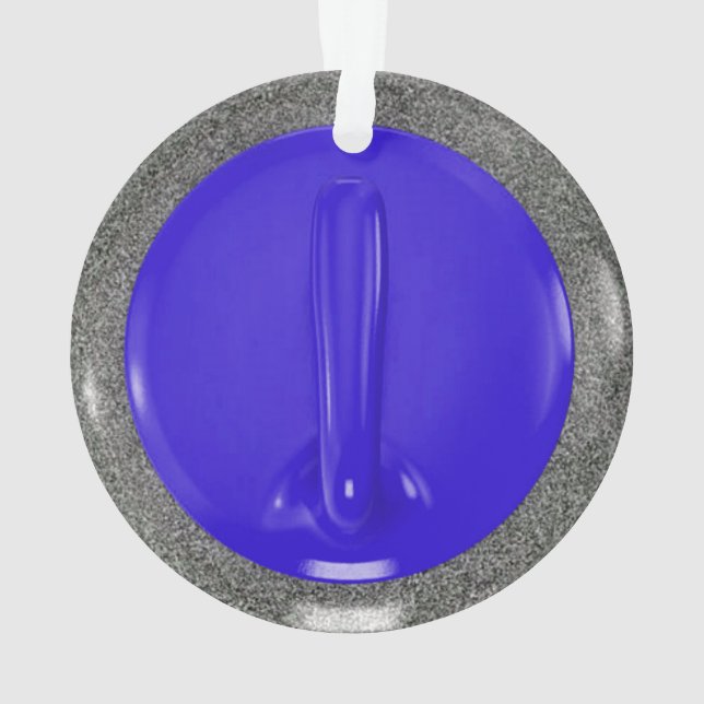 Curling Stone Blue Sports Fun Ornament (Rückseite)