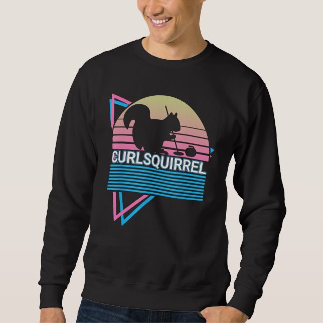 Curling Stone Curling Player Retro Curlsquirrel Sweatshirt (Vorderseite)