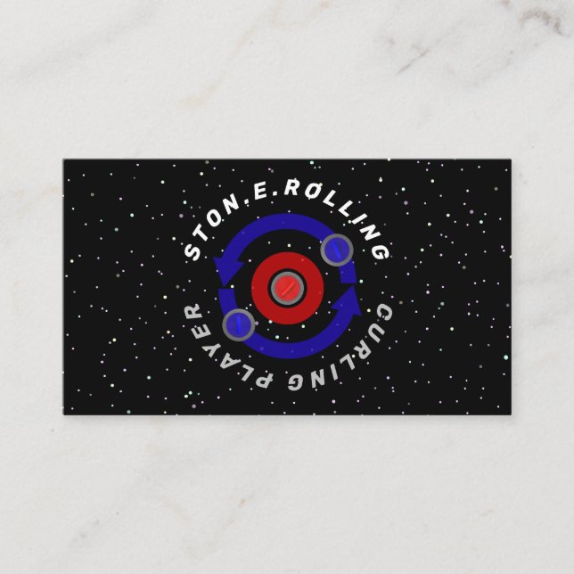 Curling Stone rollt wie die Erdumlaufbahn Visitenkarte (Vorderseite)