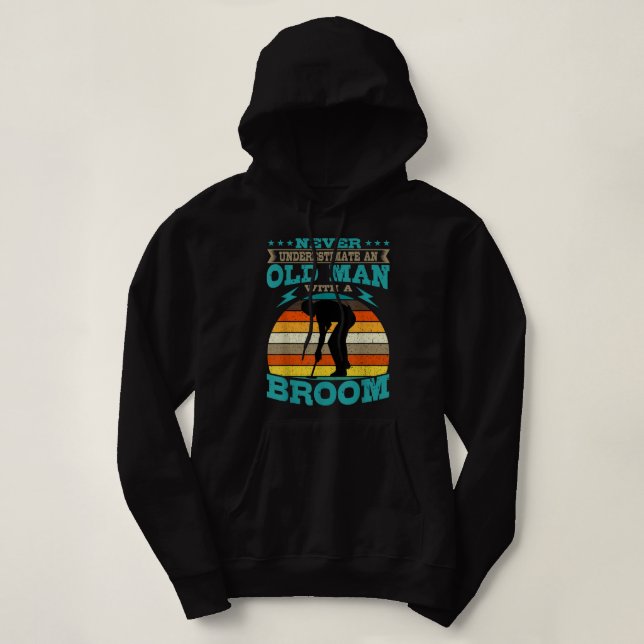 Curling Stone Silhouette Retro Vintage Winterspur Hoodie (Design vorne)