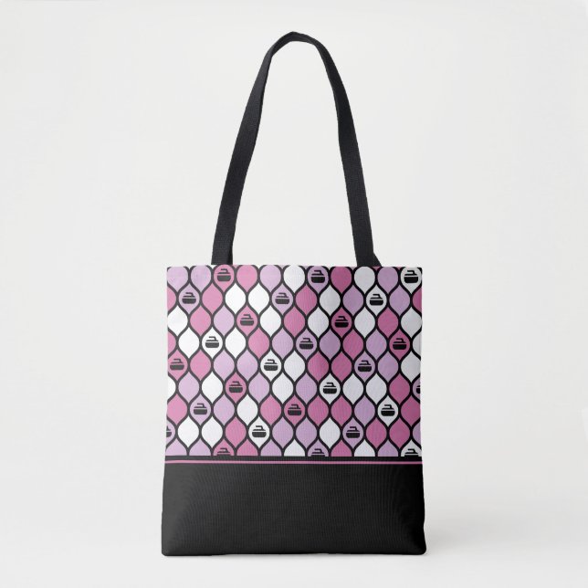 Curling Tile Tote Bag - Rosa/Schwarz (Vorderseite)