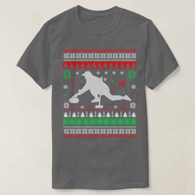 Curling Ugly Christmas Sweater Geschenk T-Shirt (Design vorne)