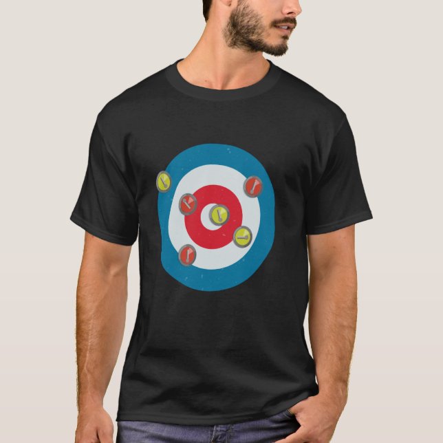 Curling-Wintersport Draufsicht T-Shirt (Vorderseite)