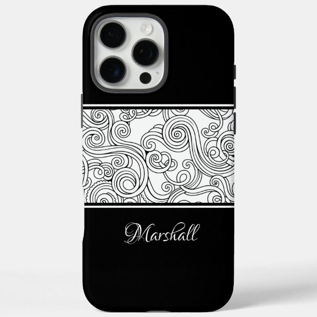 Curls Design Schwarz und Weiß Case-Mate iPhone Hülle (Rückseite)
