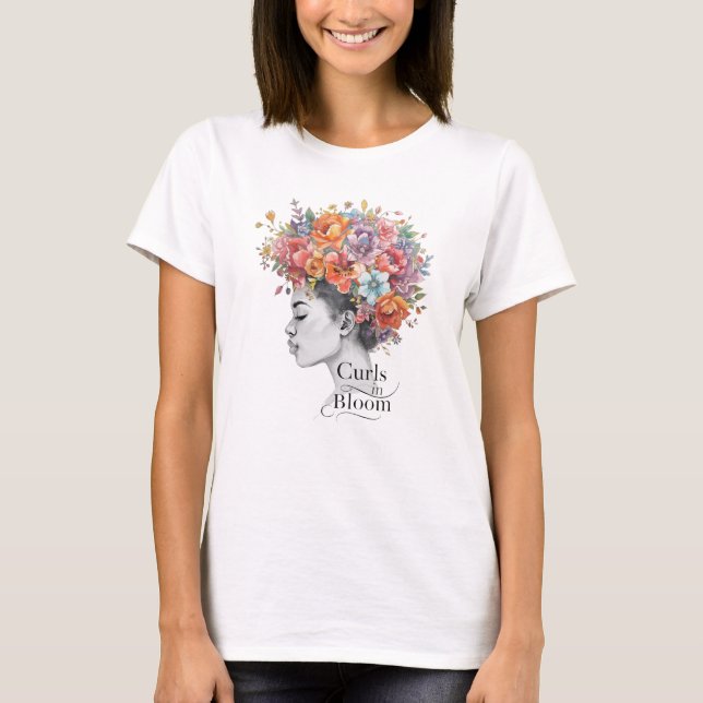 "Curls in Bloom" Spring Floral Custom Graphic Tee (Vorderseite)