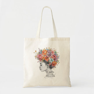 "Curls in Bloom" Spring Floral Custom Graphic Tote Tragetasche