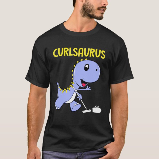 Curlsaurus  Dinosaur  Curling Sport Costume T-Shirt (Vorderseite)