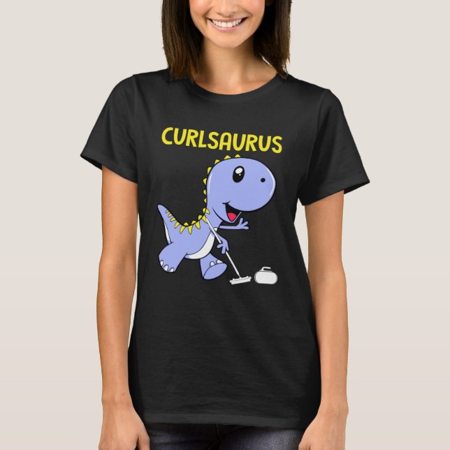 Curlsaurus  Dinosaur  Curling Sport Costume T-Shirt (Vorderseite)