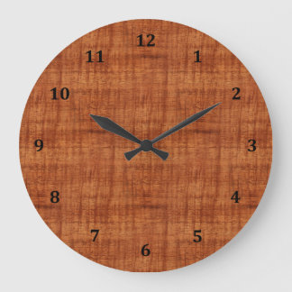 Curly Acacia Holz Grain Look Große Wanduhr