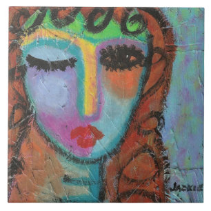 Curly Bangs Abstrakte Acrylmalerei auf OSB Fliese