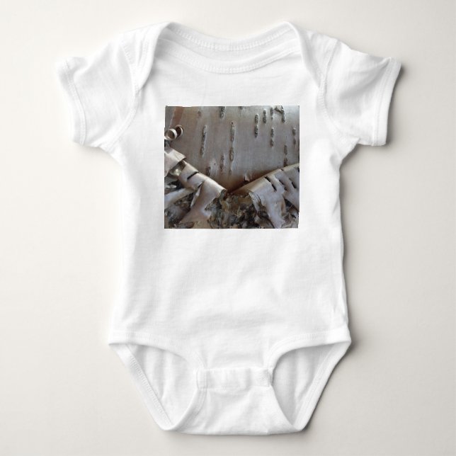 Curly Birch Bark Tree Rustic Baby Strampler (Vorderseite)