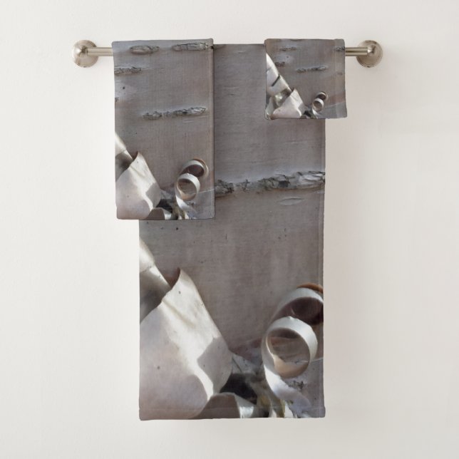 Curly Birch Bark Tree Rustic  Badhandtuch Set (Insitu)