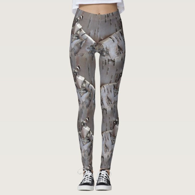 Curly Birch Bark Tree Rustic Leggings (Vorderseite)