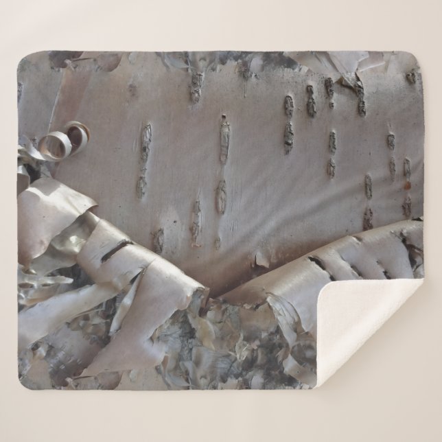 Curly Birch Bark Tree Rustic Sherpadecke (Vorderseite (Horizontal))