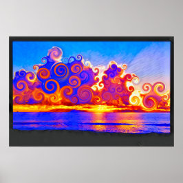 Curly California Sunset Seashore Poster
