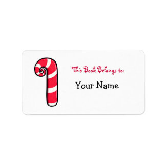 Curly Candy Cane Buchzeichen Adressaufkleber