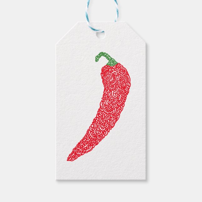 Curly Chili Pepper Geschenkanhänger (Vorderseite)