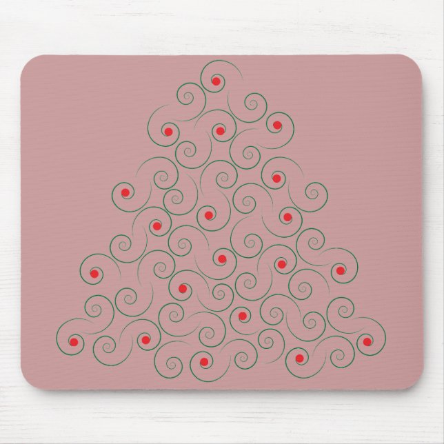 Curly Christmas Tree Pink Mousepad (Vorne)