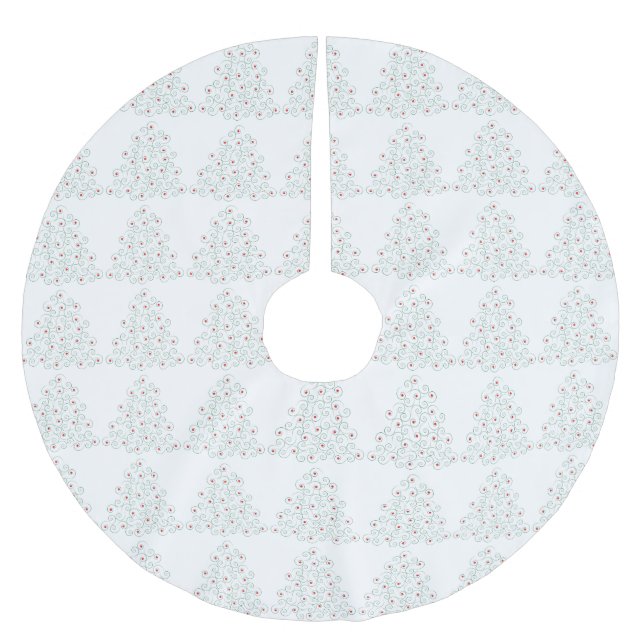 Curly Christmas Tree Skirt White Polyester Weihnachtsbaumdecke (Vorderseite)