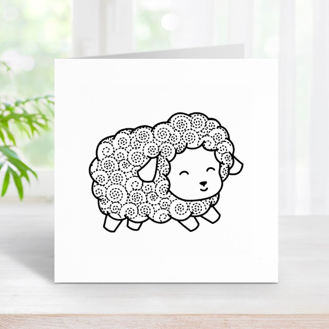 Curly Coat Happy Little Sheep Ewe Gummistempel (Von Creator hochgeladen)