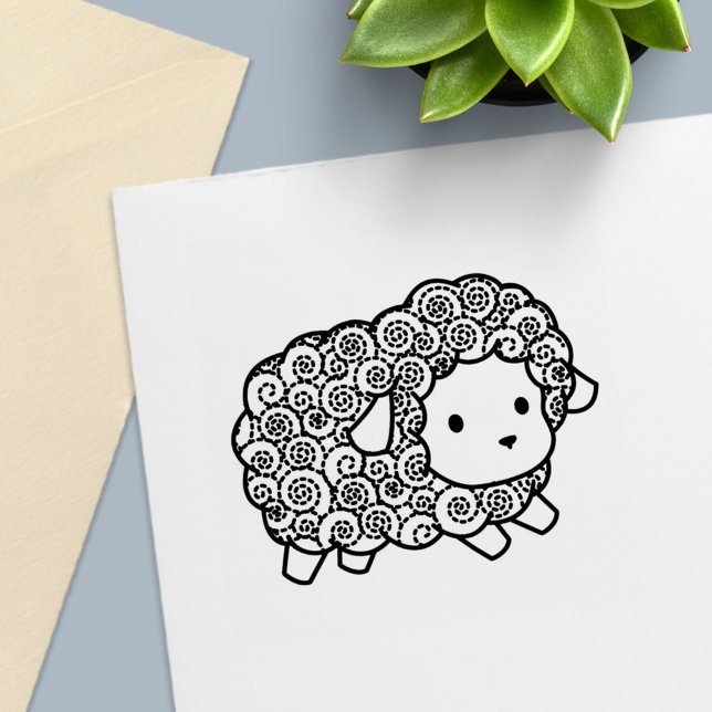 Curly Coat Little Sheep Ewe Permastempel (Von Creator hochgeladen)