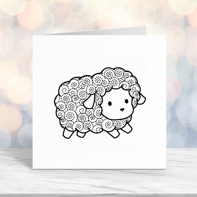 Curly Coat Little Sheep Ewe Permastempel (Von Creator hochgeladen)