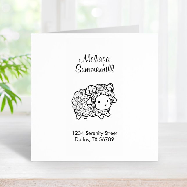 Curly Coat Little Sheep Ram Address Gummistempel (Von Creator hochgeladen)