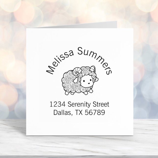 Curly Coat Little Sheep Ram Arch Address Permastempel (Von Creator hochgeladen)