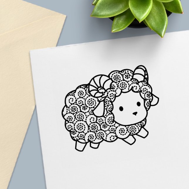 Curly Coat Little Sheep Ram Permastempel (Von Creator hochgeladen)