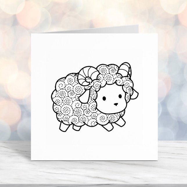 Curly Coat Little Sheep Ram Permastempel (Von Creator hochgeladen)