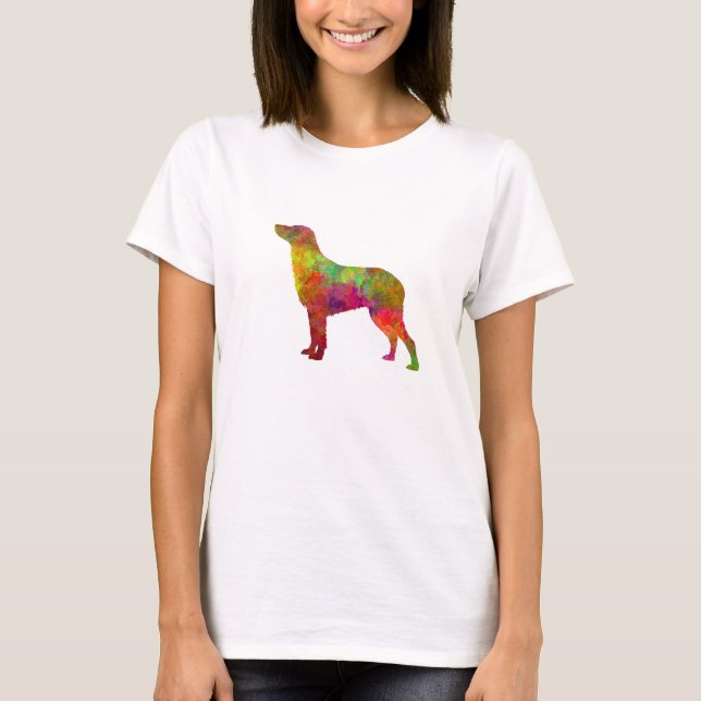 Curly Coated Retriever im Watercolor T-Shirt (Vorderseite)