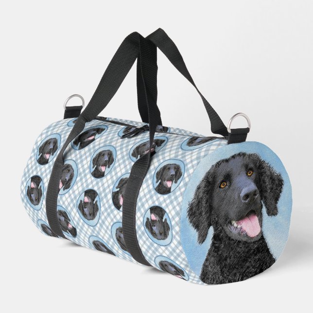 Curly Coated Retriever Malerei Original Dog Art Duffle Bag (Linke Seite)