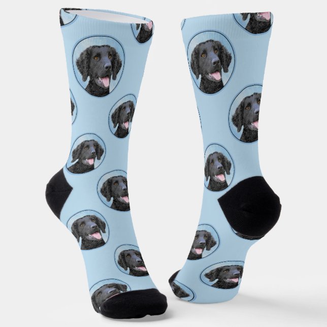 Curly Coated Retriever Malerei Original Dog Art Socken (Gewinkelt)