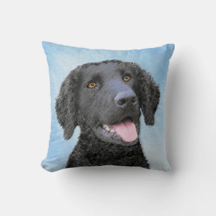 Curly Coated Retriever Painting - Original Dog Art Kissen