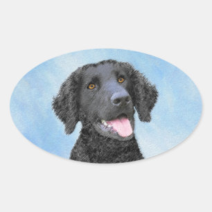 Curly Coated Retriever Painting - Original Dog Art Ovaler Aufkleber