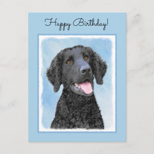 Curly Coated Retriever Painting - Original Dog Art Postkarte (Vorderseite)