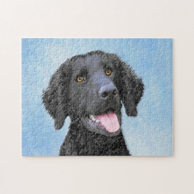 Curly Coated Retriever Painting - Original Dog Art Puzzle (Horizontal)