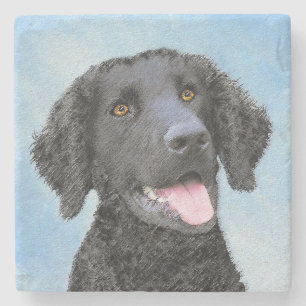 Curly Coated Retriever Painting - Original Dog Art Steinuntersetzer