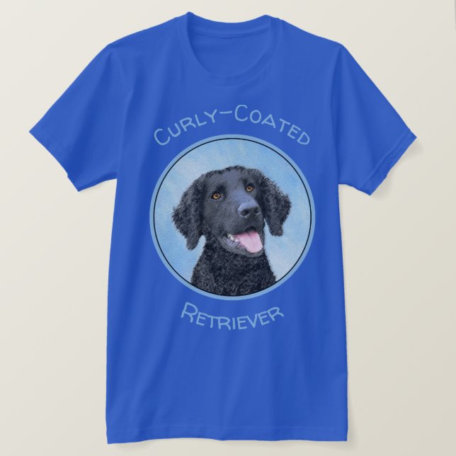 Curly Coated Retriever Painting - Original Dog Art T-Shirt (Design vorne)