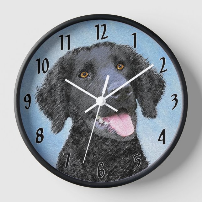 Curly Coated Retriever Painting - Original Dog Art Uhr (Vorderseite)