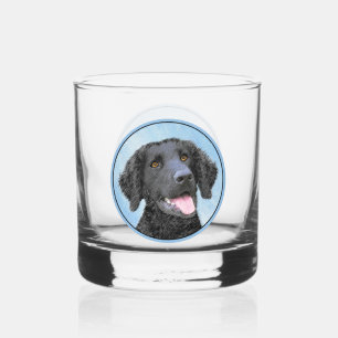 Curly Coated Retriever Painting - Original Dog Art Whiskyglas