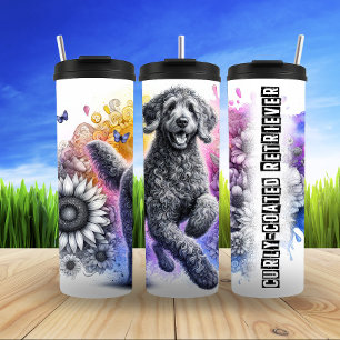 Curly Coated Retriever's Whimsical Bloom Thermosbecher