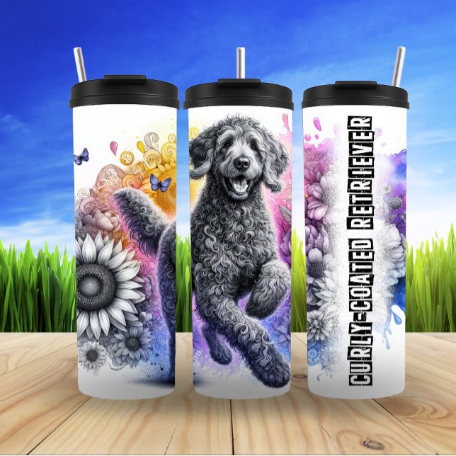 Curly Coated Retriever's Whimsical Bloom Thermosbecher (Von Creator hochgeladen)
