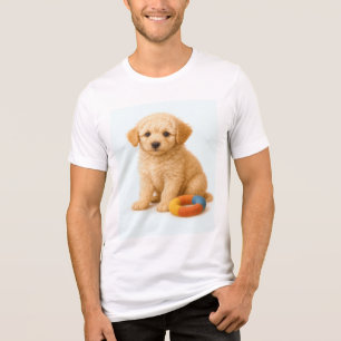 Curly Cue - Poodle Puppy mit Plush Ring Toy Tri-Blend Shirt