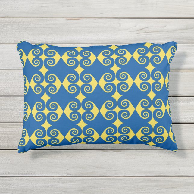 Curly Diamond Pattern Kissen Für Draußen (Vorderseite)
