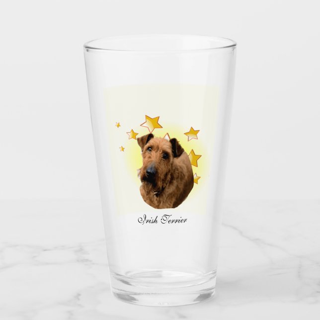 Curly Fur Irish Terrier ist ein Star Glas (Vorderseite)