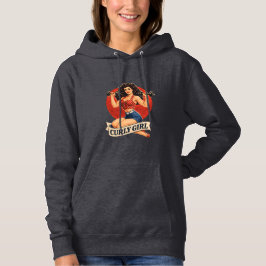 Curly Girl Hair Goals -Retro Gym Pin-up Activewear Hoodie