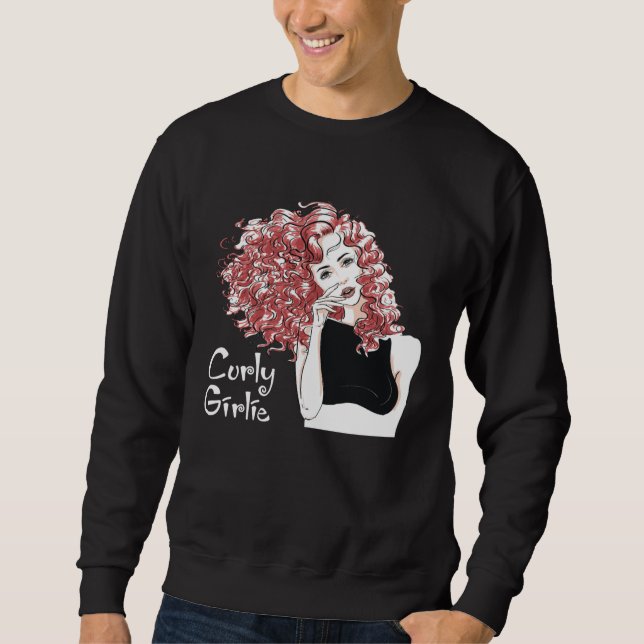 Curly Girly Cute Curly Hair Natural Redhead Wild C Sweatshirt (Vorderseite)