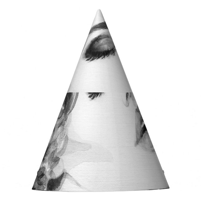 Curly Grace: Aquarellfarben Partyhütchen (Vorderseite)