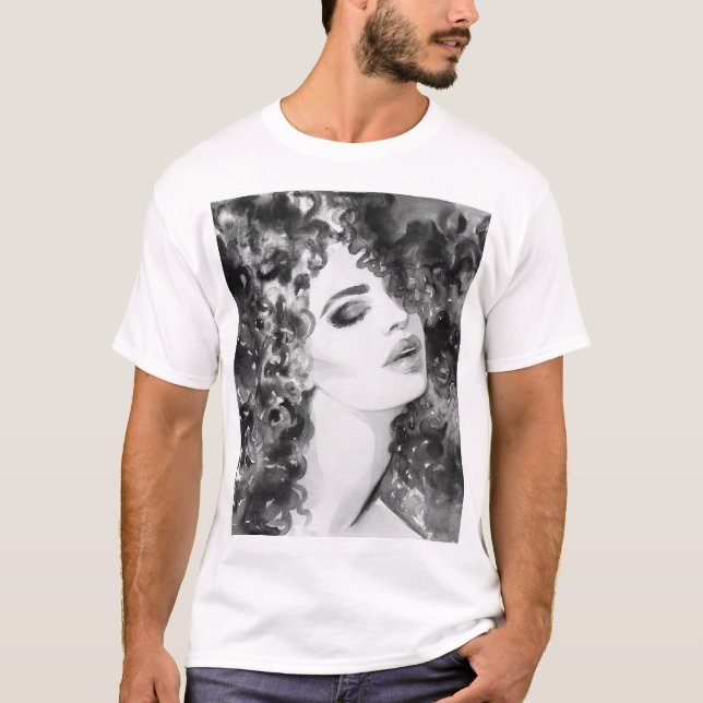 Curly Grace: Aquarellfarben T-Shirt (Vorderseite)